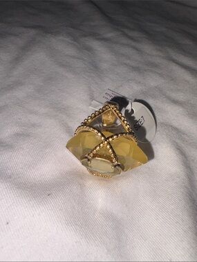 Gold-Tone Yellow Crystal Statement Lia Sophia Ring - Size 7